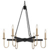 LNC 6-Lights Matte Black Modern Gold Candle-Style Chandelier For Dining Room