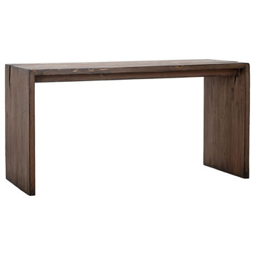 Merwin Reclaimed Pine 68" Waterfall Style Dining Table, Dark Brown