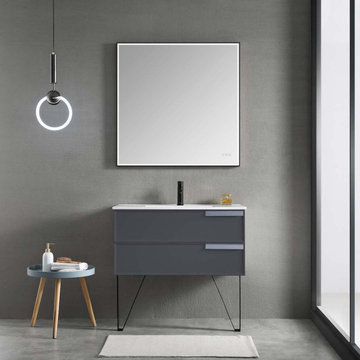 Grey Vanity Set with LED Mirror