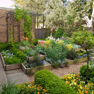 This is an example of a transitional courtyard garden in Oklahoma City with with raised garden bed.