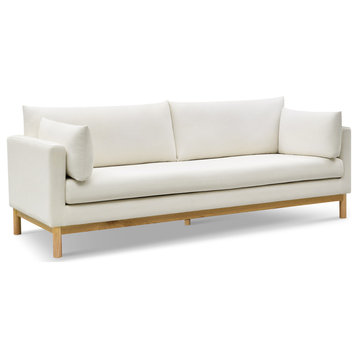 Langham Linen Textured Fabric Upholstered Sofa, Cream