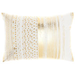 Mina Victory - Mina Victory Luminescence Metallic Print 14"X20" Gold Indoor Throw Pillow - Jewelry for your rooms, this elegantly handcrafted rhinestone, bead and embroidered collection adds a touch of sparkle to your day.