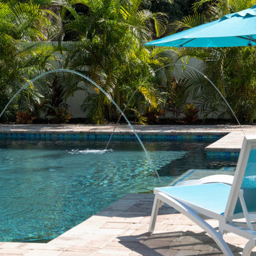 Modern Pool with Advanced LED Lighting and Water Features