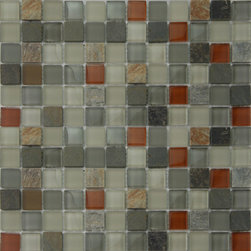 Crystalcor - 11.40"x11.40" Glass Mosaic Tile Backsplash Green/Brown - Mosaic Tile