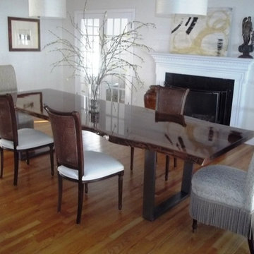 Black walnut dinning table Cold rolled steel base