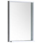 Fresca - Allier Mirror With Shelf, White, 22" - Add style and function to your bathroom. This attractive rectangular mirror is sleek and stylish with clean lines and a retro feel. The glass is recessed from the frame which creates a bordered effect on the top and sides. The ledge shelf along the bottom of this lovely mirror offers an optional spot to hold a soap dispenser, decorative accent or any essentials that you'd like to keep close at hand. This bathroom mirror with shelf has a solid construction and a clean White finish to blend beautifully with any style of bathroom decor. It measures 22" in width and is 31.5" in length - just perfect for taking a quick glance before you head out the door in the morning.