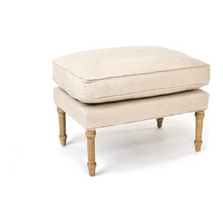 Louis CF014 Luxury Natural Linen Ottoman in Natural Oak - Footstools And Ottomans