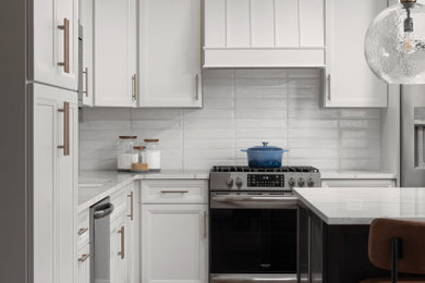 Frankfort Home: White Kitchen with Stained Island