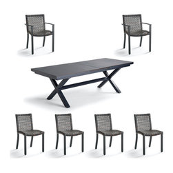 Isola 7 pc Dining Set in Aluminum - Patio Furniture And Outdoor Furniture