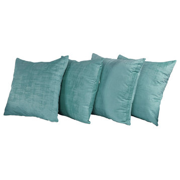 Serenta Textured Velvet Pillow Shell, Set of 4, North Sea