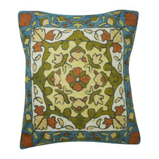 Mogul Interior - Indian Cushion Covers Handmade Colorful Woolen Suzani Embroidered Pillow Covers - Pillowcases and Shams
