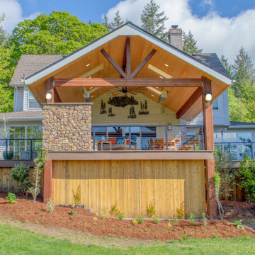 Gable End Patio Cover with Fireplace