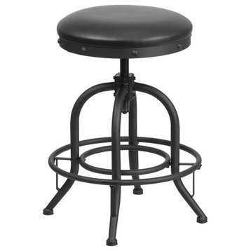 Flash Furniture 24" Swivel Lift Leather Seat Counter Stool in Black