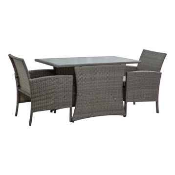 3-Piece Patio Dining Set All-Weather Wicker, Gray