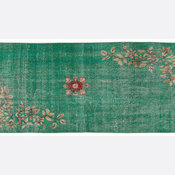 Vintage Green Handmade Overdyed Rug by Unique Rug Store