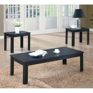 Table Set 3pcs Set Coffee End Side Accent Living Room Laminate Black