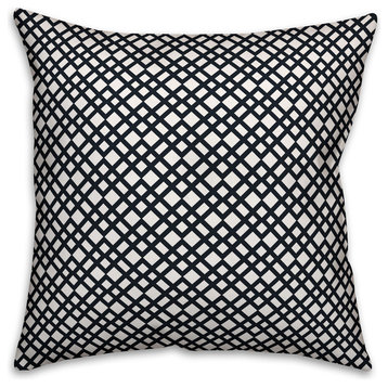 Navy Lattice Pattern Outdoor Throw Pillow, 20"x20"