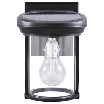Solar Coach Lantern With GS Solar LED Light Bulb, Cast Aluminum, Black