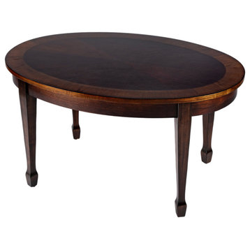 Clayton Oval Wood Cocktail Table, Cherry Brown