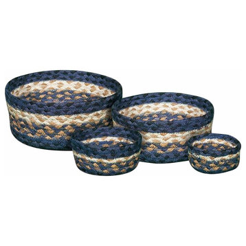 Light and Dark Blue/Mustard Casserole Baskets Set of 4
