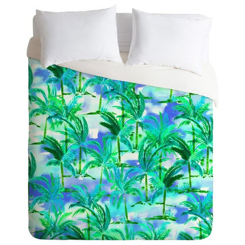 Amy Sia Palm Tree Blue Green Duvet Cover, Twin
