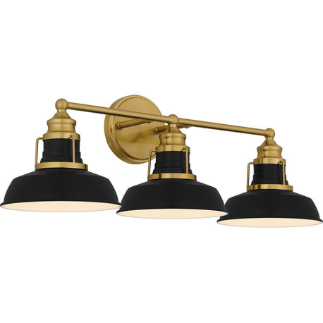 Huxley 3 Light Bathroom Vanity Light, Aged Brass