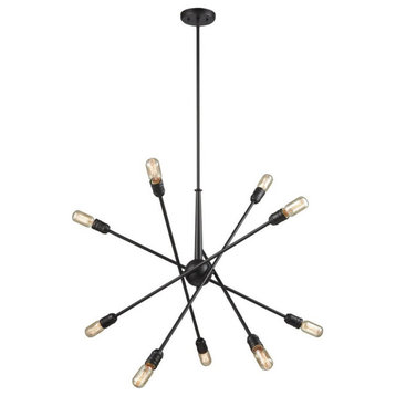 10 Light Chandelier Oil Rubbed Bronze in Modern Style - 15 Inches tall and 33