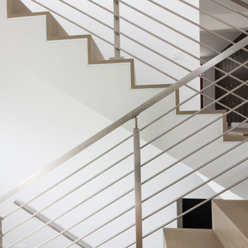 75_Modern Stairway: White Oak & Stainless Steel Balustrade, McLean VA 22101