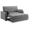 Nantucket Pull-Out Chenille Sleeper Sofa With Accent Pillows, Light Gray, Queen