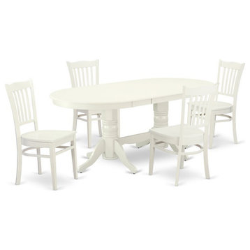East West Furniture Vancouver 5-piece Wood Table and Dining Chairs in White
