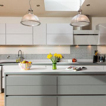 Contemporary Nobilia Handless Matt Satin and Mineral Grey