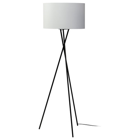 Ambrose Black Metal Base With White Fabric Shade Floor Lamp