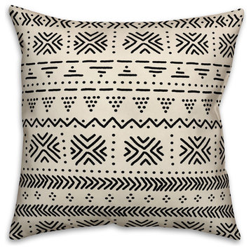 Beige Mudcloth Pattern 18x18 Outdoor Throw Pillow