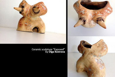 "Exposed" - ceramic sculpture by Olga Kostrova - conceptual art, female nude