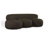 Meridian Furniture - Venti Black Boucle Fabric Upholstered Set, Brown, Sofa - Discover timeless beauty with this Venti boucle fabric living room sofa that's designed to elevate your interior space. This exceptionally crafted art-deco-inspired chair is part of the Venti collection and boasts an alluring curved shape to add elegance and refinement to your room. Upholstered in rich brown boucle fabric, the sofa has a plush texture that's oh-so-cozy against the skin. The art deco styling makes it a real statement piece, whether you place it in your living room, home office, or your favorite reading nook.