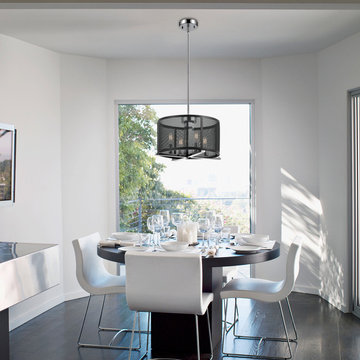 Aliya 4-Light Matte Black Mesh Cage Chandelier