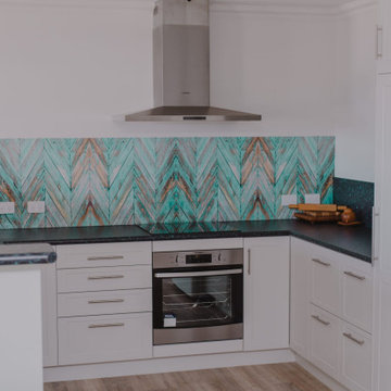 Kitchen Centre | DecoSplash Blue Parquetry