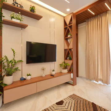 Living Room Interior With TV Unit Design | Concorde Auriga | Sujith Kumar House
