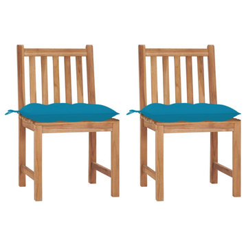 Vidaxl Garden Chairs, Set of 2, With Cushions Solid Teak Wood