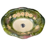 Atlantis Porcelain Art, Corp. - AP-1510 "Wine & Roses" Hand Painted Vanity drop-in Sink . - . White/Multicolor.