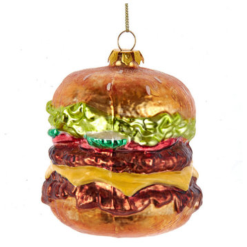 Double Cheeseburger Christmas Holiday Ornament Glass Kurt Adler