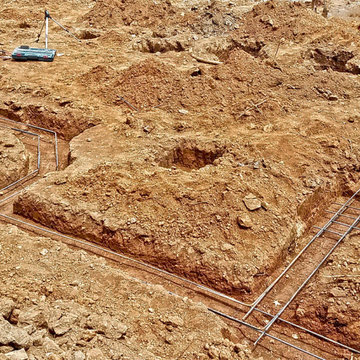Steel placement in footing trench