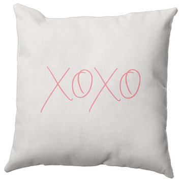 18" x 18" Modern XOXO Valentines Decorative Indoor/Outdoor Pillow, Pink Icing