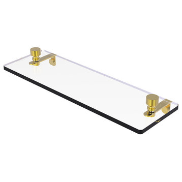 Foxtrot 16" Glass Vanity Shelf with Beveled Edges, Polished Brass