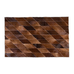 Modern Cowhide Patchwork Area Rug, Rectangle, Brown, 7&rsquo;1&rdquo;x4&rsquo;3&rdquo; - Area Rugs