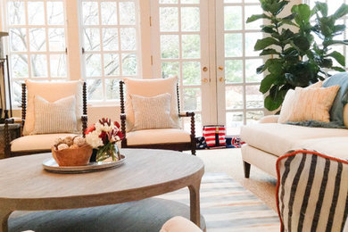 Beach style family room photo in Boston