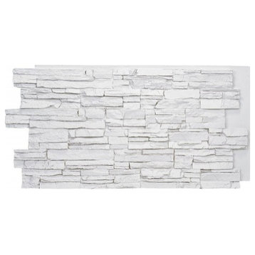 Faux Stone Wall Panel - ALPINE, Stone White, 24in X 48in Wall Panel