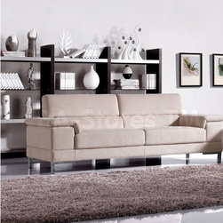 Hugo Light Beige Chenille Textured Fabric Sofa - Sofas