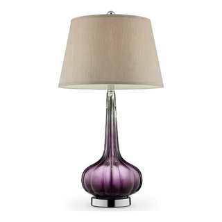 Benzara BM240896 Onion Shaped Body Glass Table Lamp With Tapered