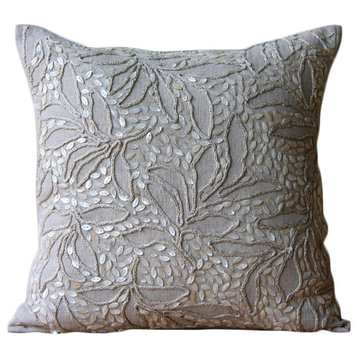 Pearl Divine, Beige 16"x16" Cotton Linen Pillows Cover